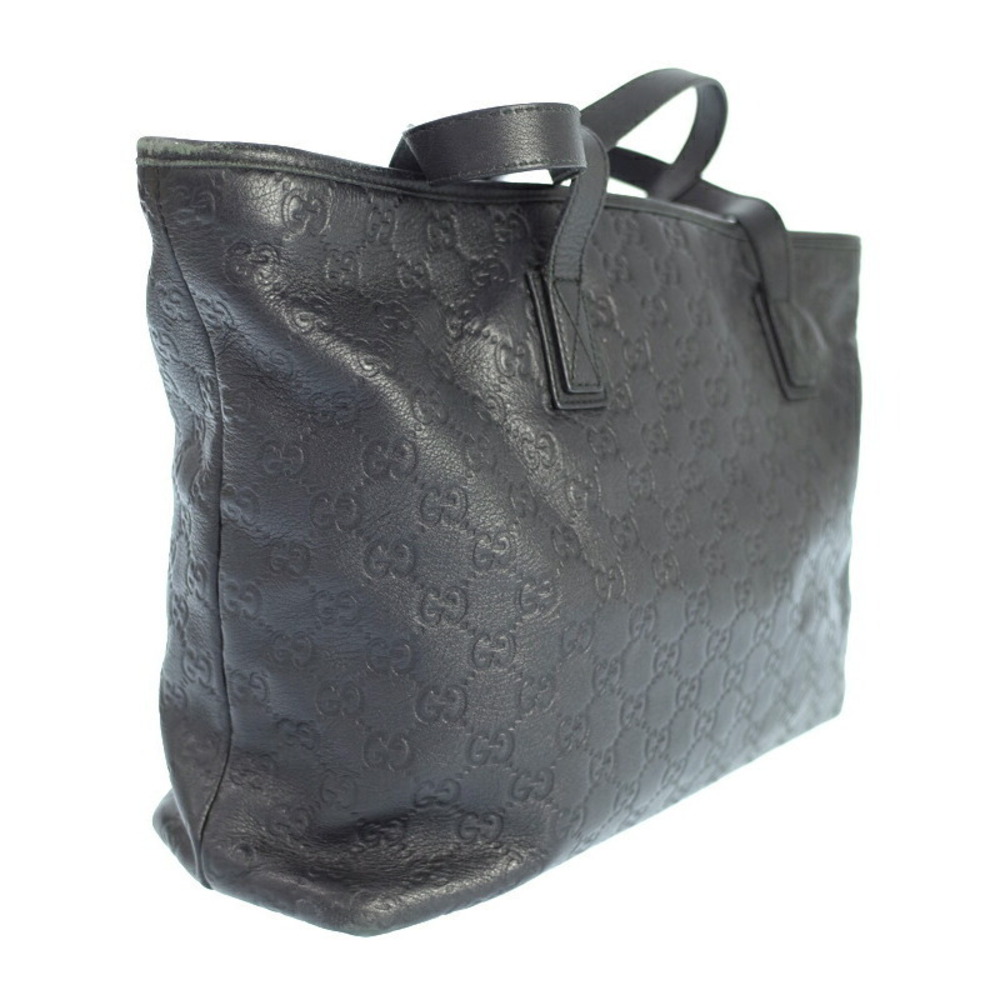 Gucci black Leather ssima Tote Shopping